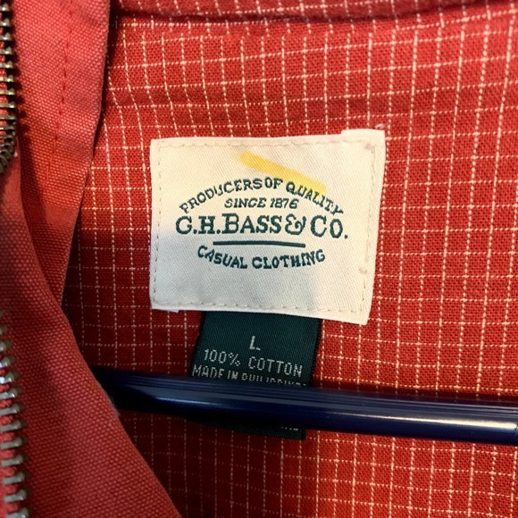 G.H Bass Red‎ Snap Zip Quarter Neck Pullover Jacket Size Large - Picture 6 of 9